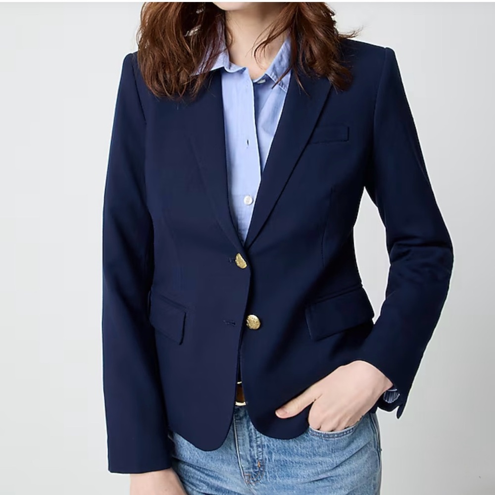 J. Crew Dark Blue Women's Blazer with Gold Buttons